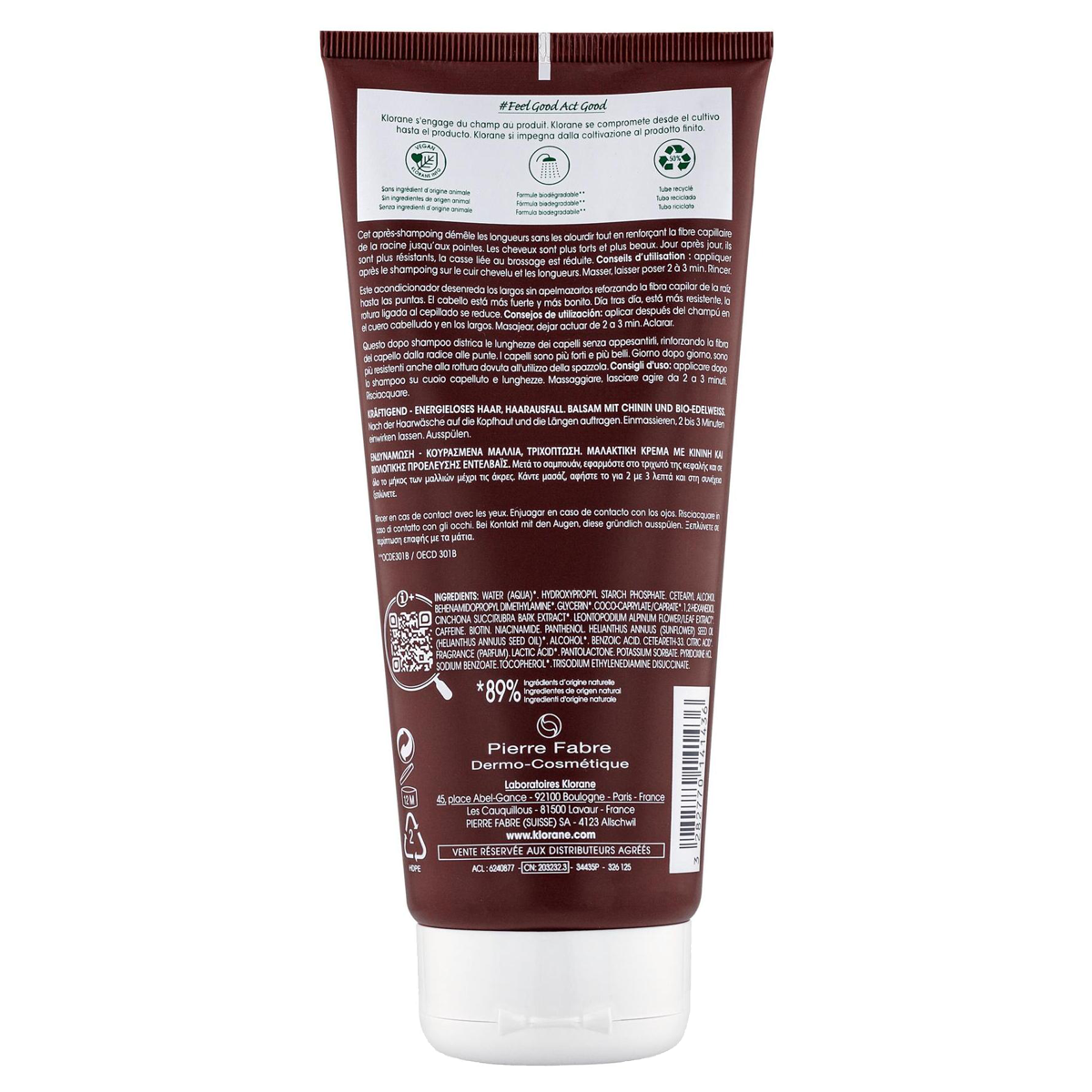 Klorane Chinin Edelweiss Pflegebalsam 200 ml Klorane Chinin Edelweiss Pflegebalsam 200 ml