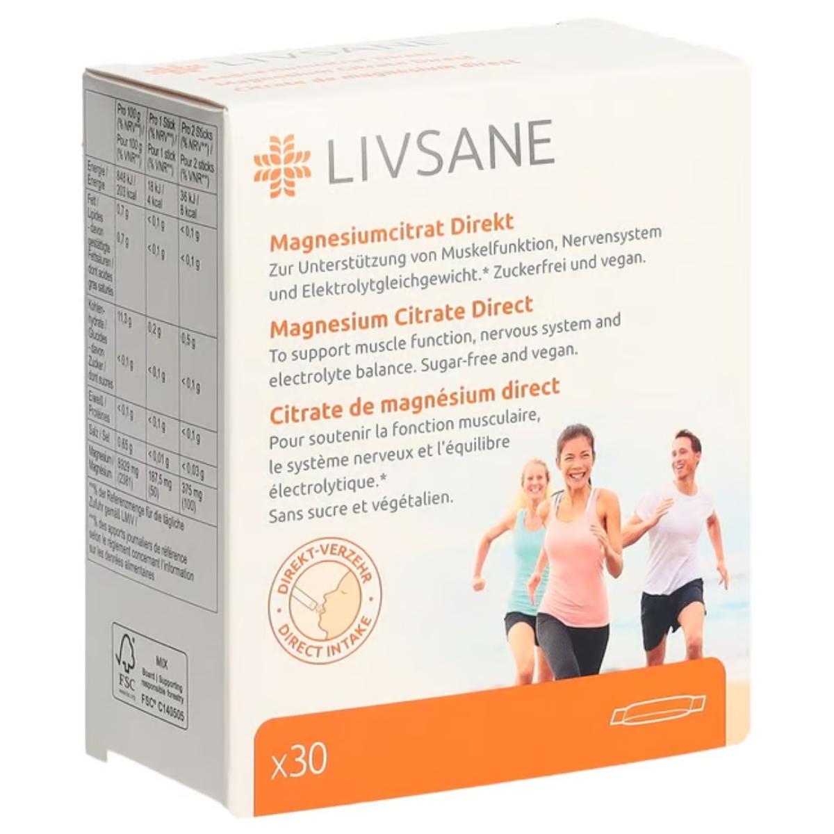 Livsane Citrate de magnésium direct 30 pièces Livsane Citrate de magnésium direct 30 pièces