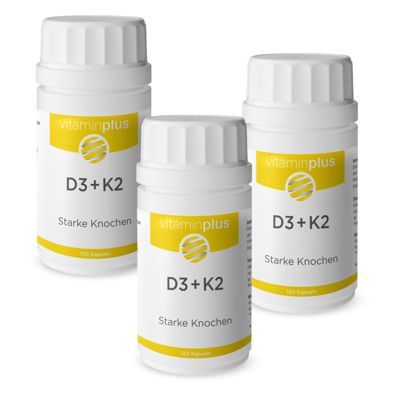 Vitaminplus Vitamin D3 + K2 vegan Kapseln 3x 120 Stück Vitaminplus Vitamin D3 + K2 vegan Kapseln 3x 120 Stück