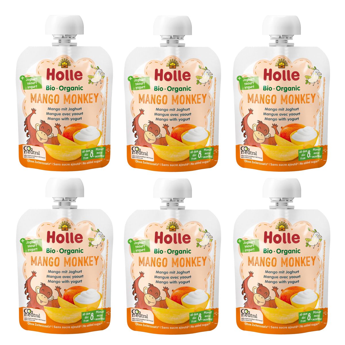 Holle Mango Monkey Pouchy Mango mit Joghurt 6x 85 g Holle Mango Monkey Pouchy Mango mit Joghurt 6x 85 g