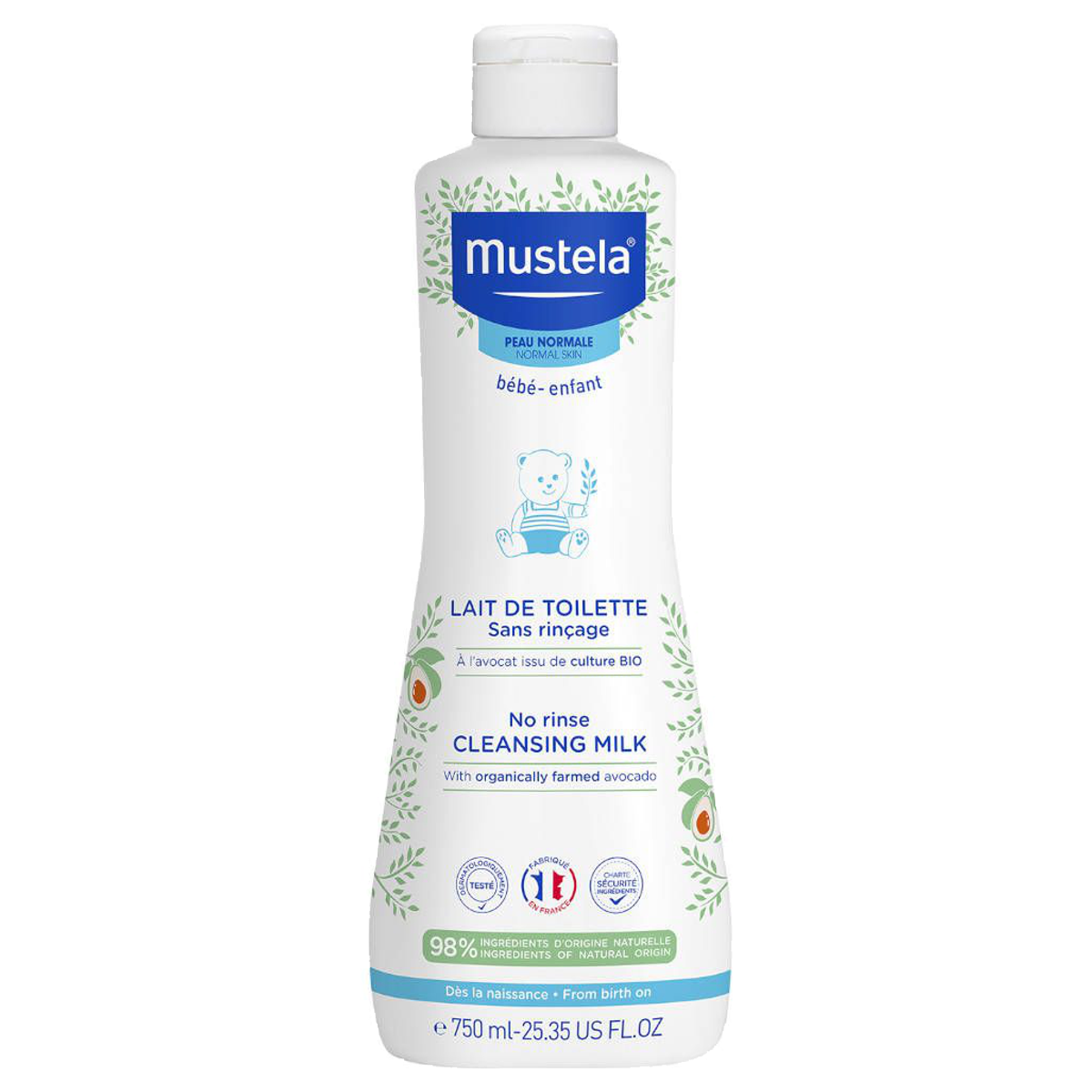 Mustela Reinigungsmilch normale Haut ohne Abspülen 750ml