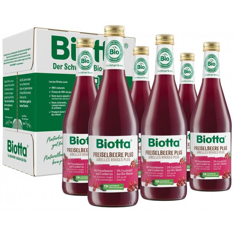 Biotta Preiselbeere Plus 6 Fl 5 dl Biotta Preiselbeere Plus 6 Fl 5 dl