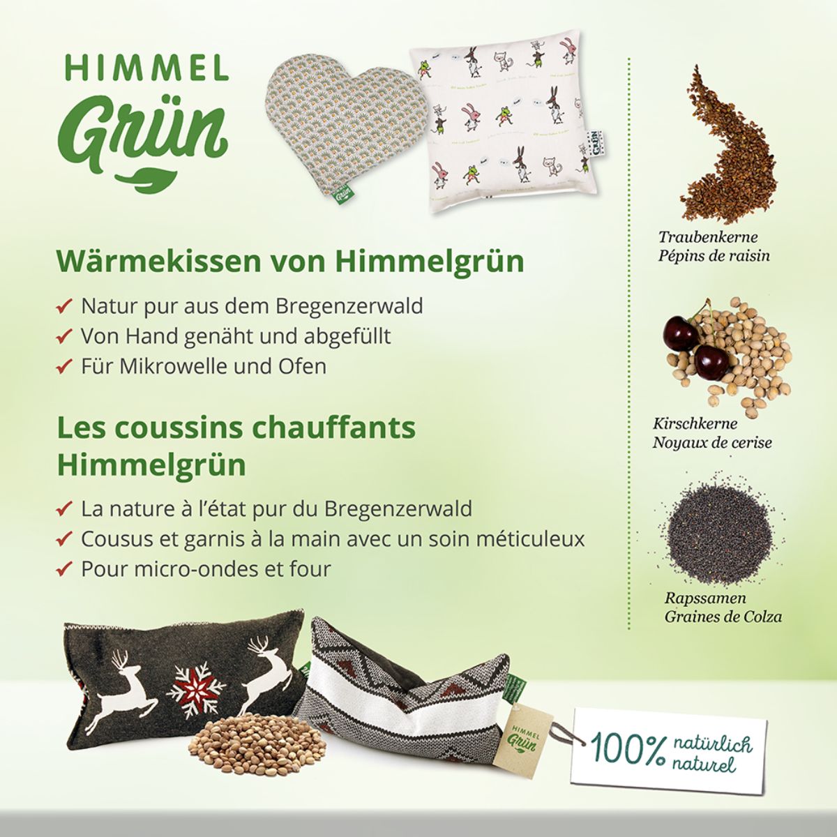 HIMMELGRÜN Kinder Kirschkernkissen 20x20cm Waldtiere HIMMELGRÜN Kinder Kirschkernkissen 20x20cm Waldtiere