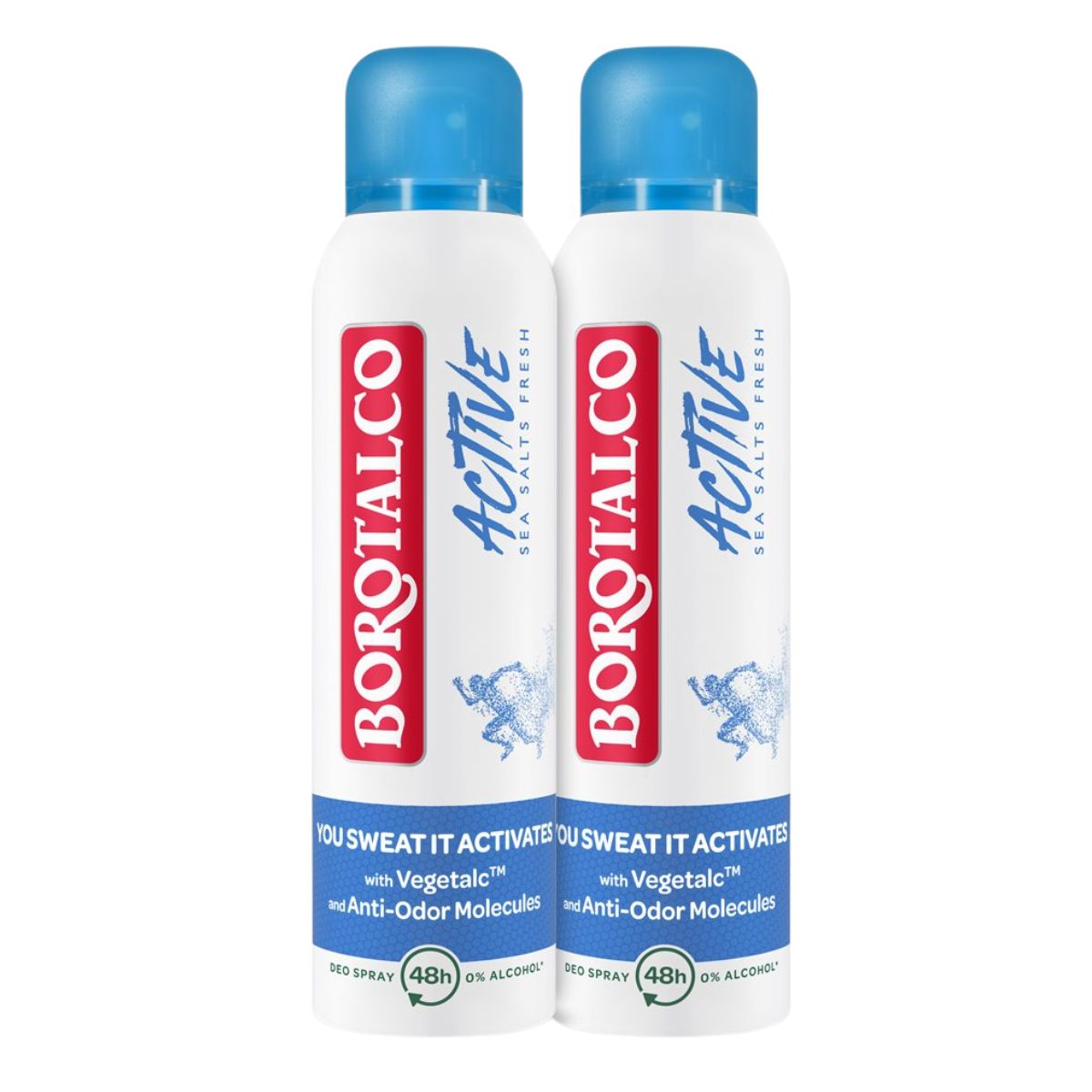 Borotalco Déodorant Actif Spray Sel de Mer 2 x 150 ml