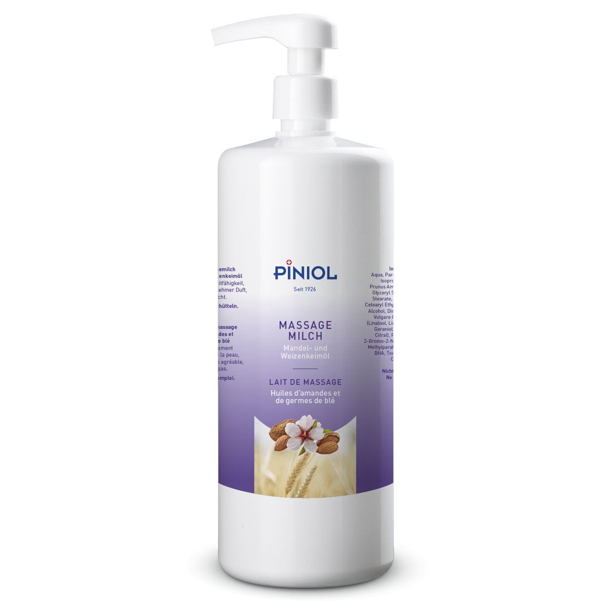Piniol Massagemilch mit Mandel- und Weizenkeimöl