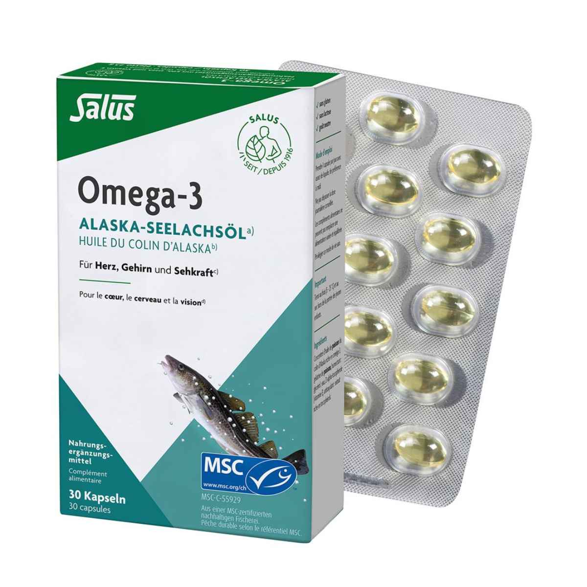 Salus Omega-3 Alaska-Seelachsöl Kapseln 30 Stück Salus Omega-3 Alaska-Seelachsöl Kapseln 30 Stück