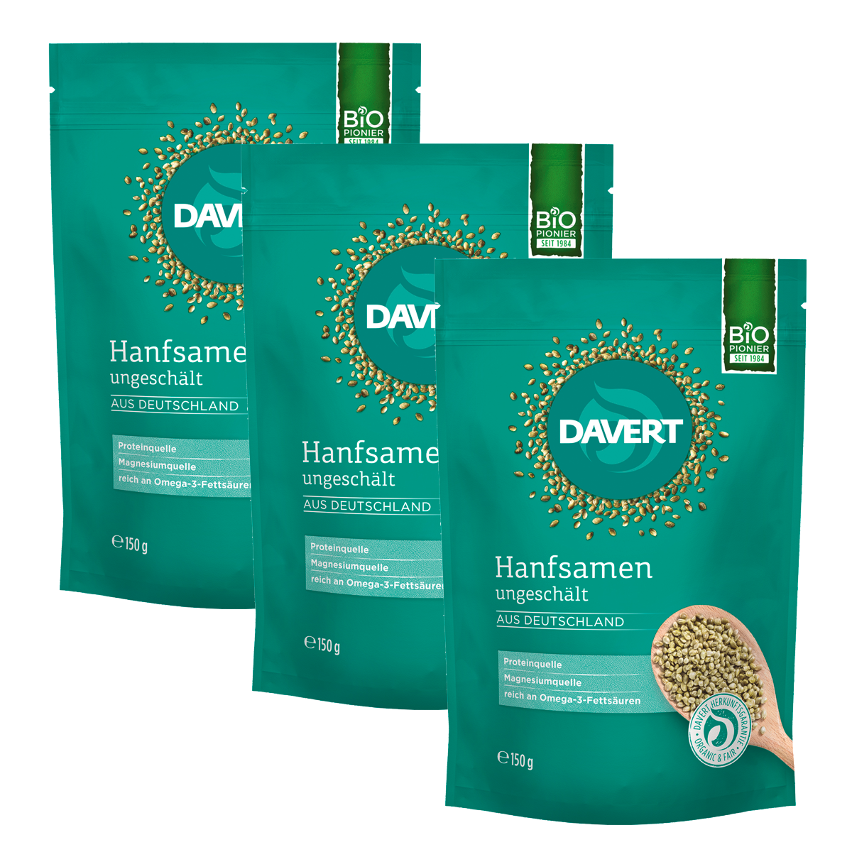 Davert Hanfsamen Bio Beutel 3x 150 g Davert Hanfsamen Bio Beutel 3x 150 g