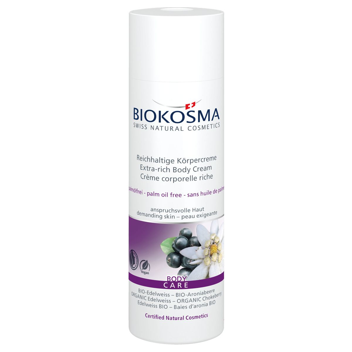 BIOKOSMA reichhaltige Körpercreme Edelweiss Aronia 200 ml