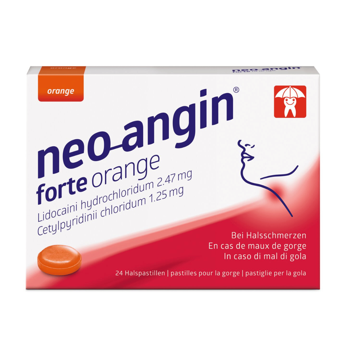 Neo-Angin forte orange Halspastillen 24 Stück