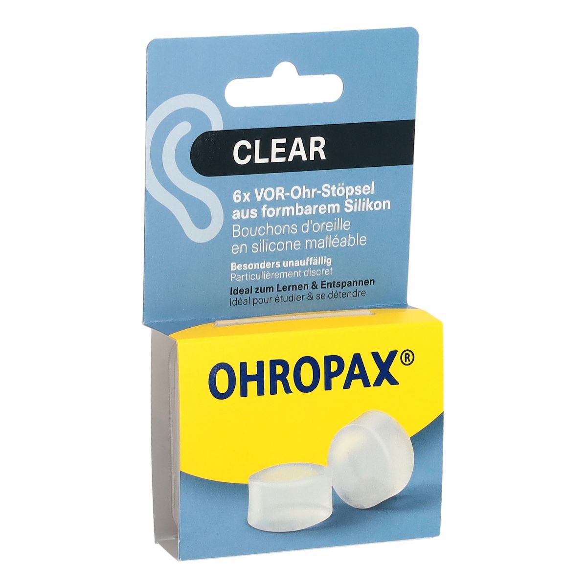 Ohropax Ohrstöpsel Silicon Clear 6 Stück