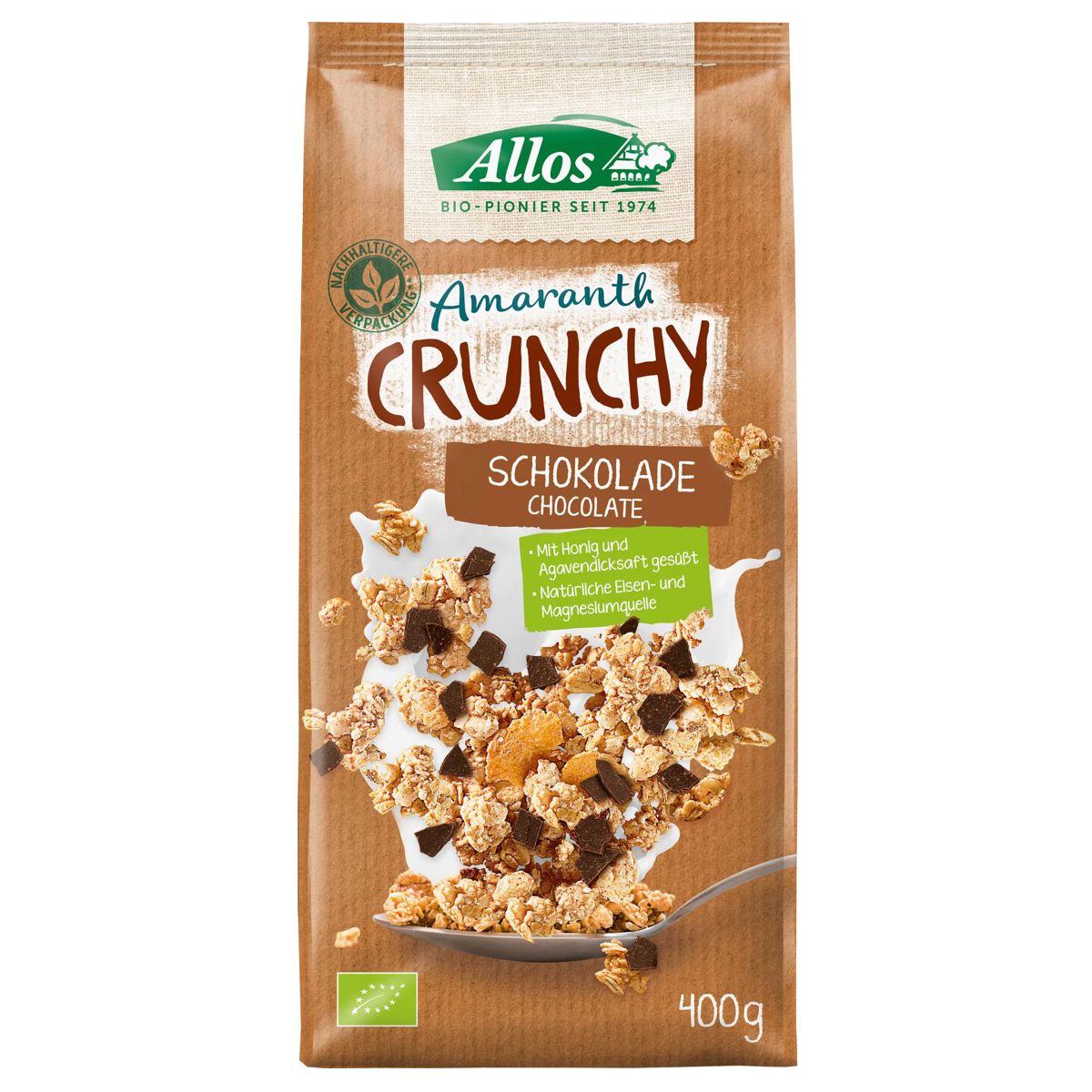 Allos Amaranth Crunchy Schokolade Beutel 400 g Allos Amaranth Crunchy Schokolade Beutel 400 g