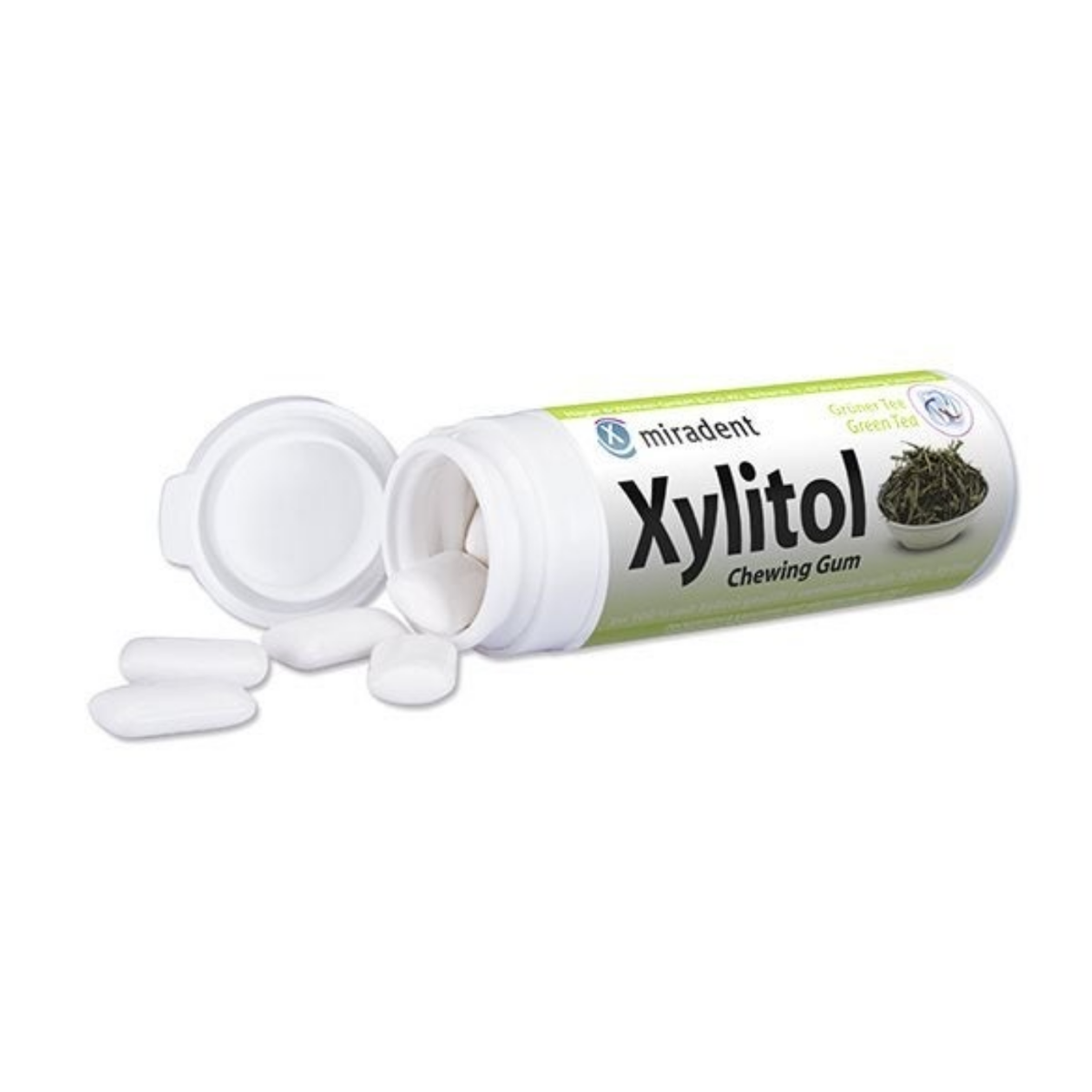 MIRADENT Xylitol Kaugummi Grünter Tee Dose 30 Stück