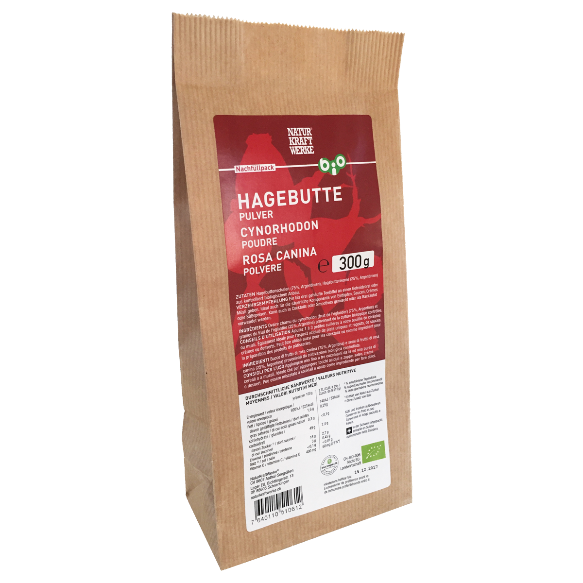 Naturkraftwerke Hagebuttenpulver Bio Nachfüllbeutel 300 g Naturkraftwerke Hagebuttenpulver Bio Nachfüllbeutel 300 g