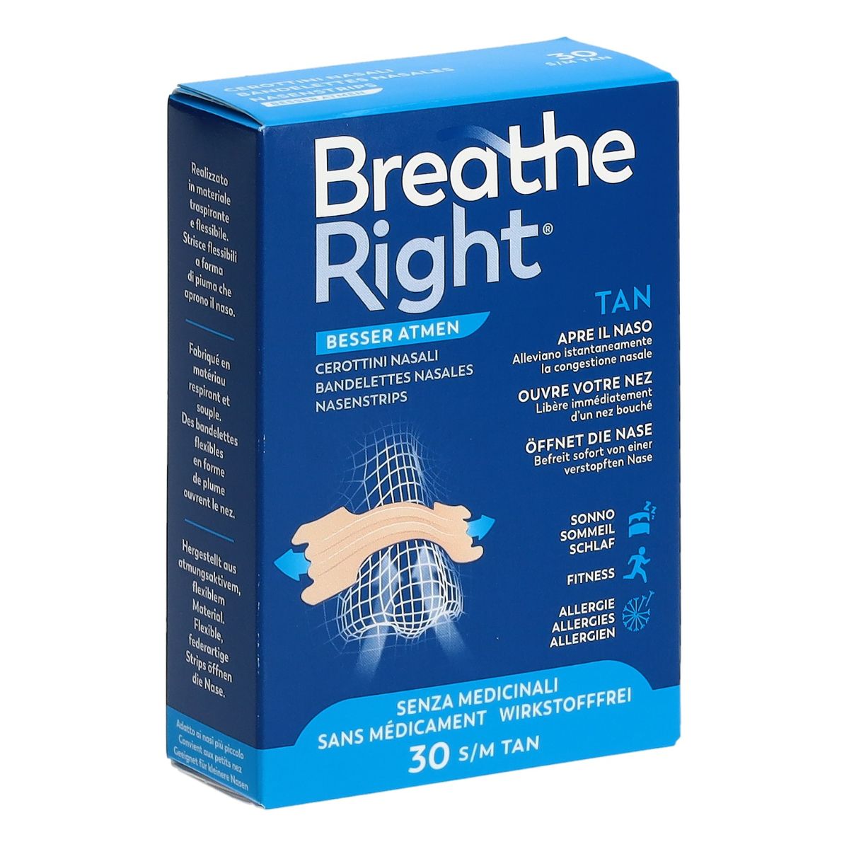 Breathe Right Nasenpflaster Tan S/M 30 Stück