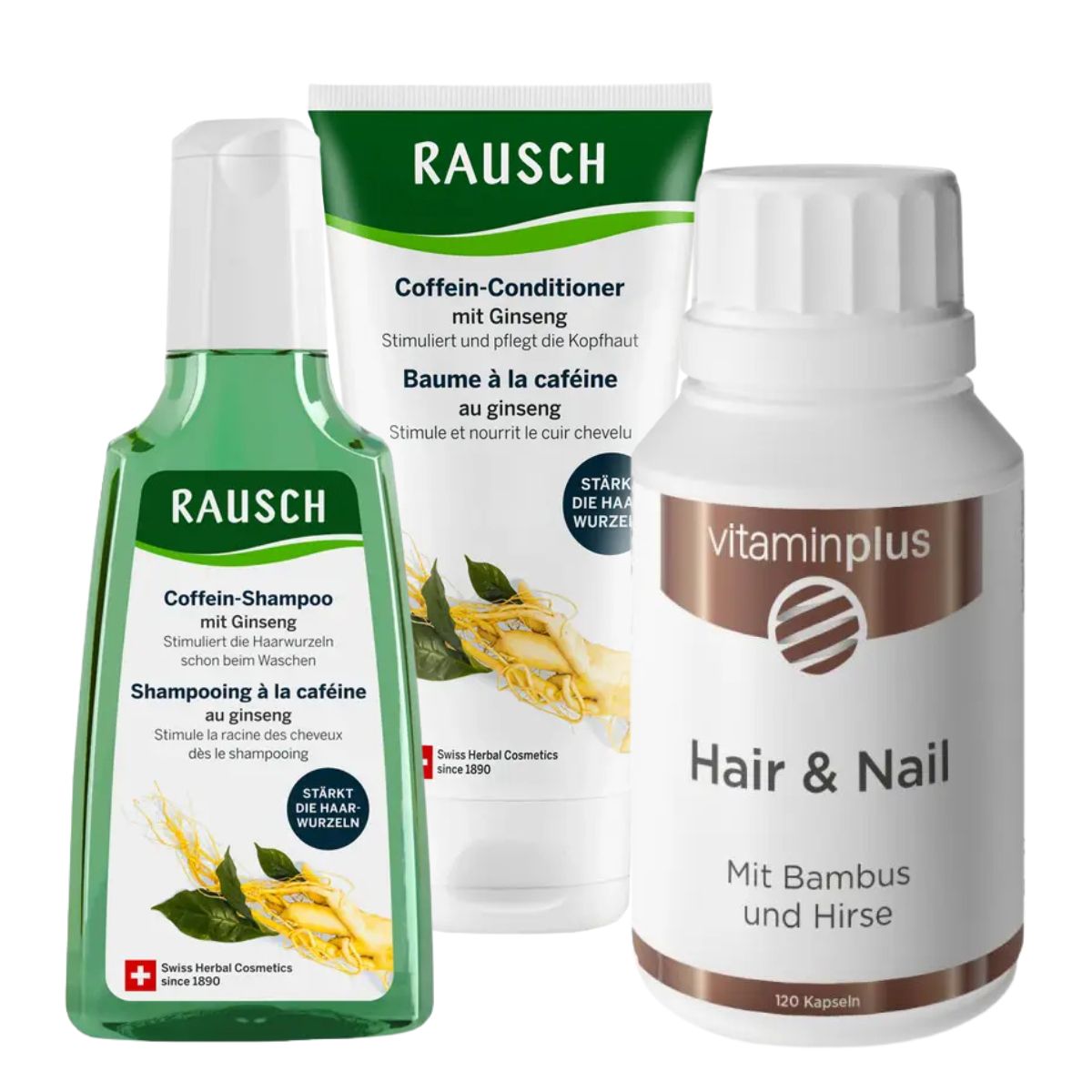 Rausch Coffein Shampoo und Conditioner plus Secret of Life Hair und Nail Kapseln