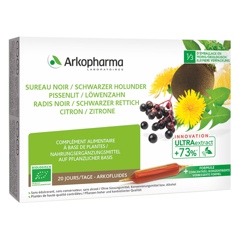 Arkofluide Holunder Rettich Löwenzahn Zitrone Bio Trinkampullen 20 Stück Arkofluide Holunder Rettich Löwenzahn Zitrone Bio Trinkampullen 20 Stück