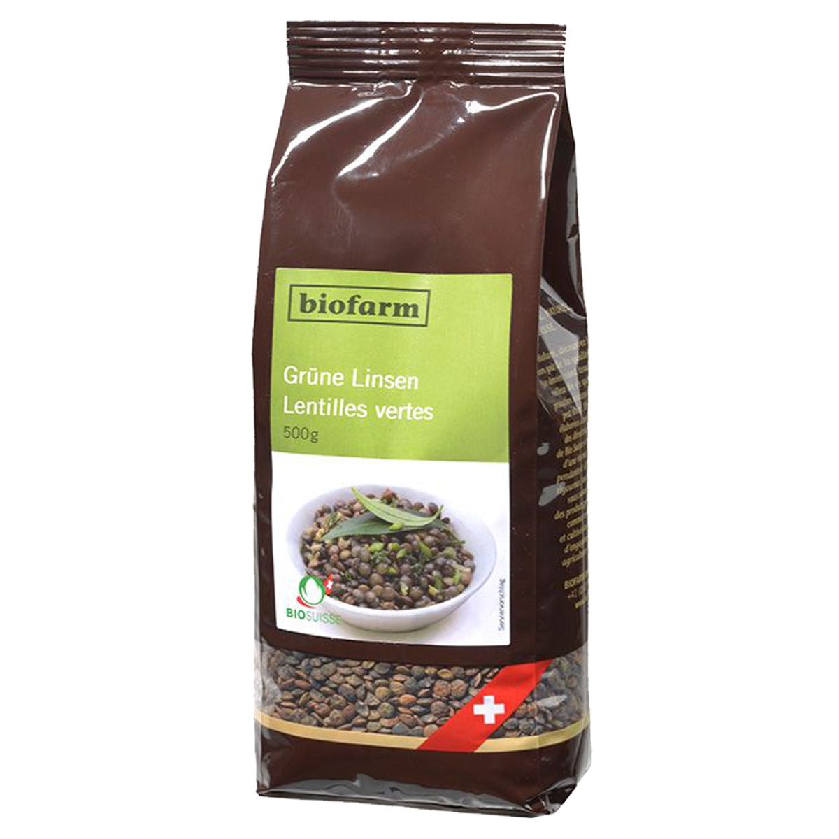 Biofarm Grüne Linsen CH Knospe Beutel 500 g
