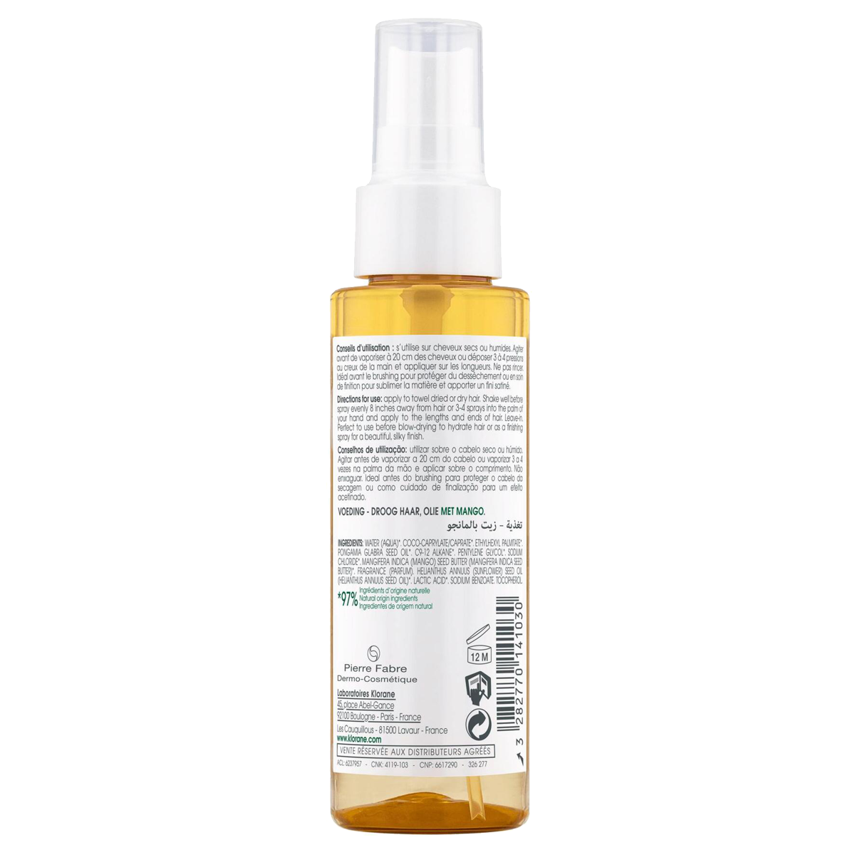 Klorane Mango Öl Spray 100 ml Klorane Mango Öl Spray 100 ml