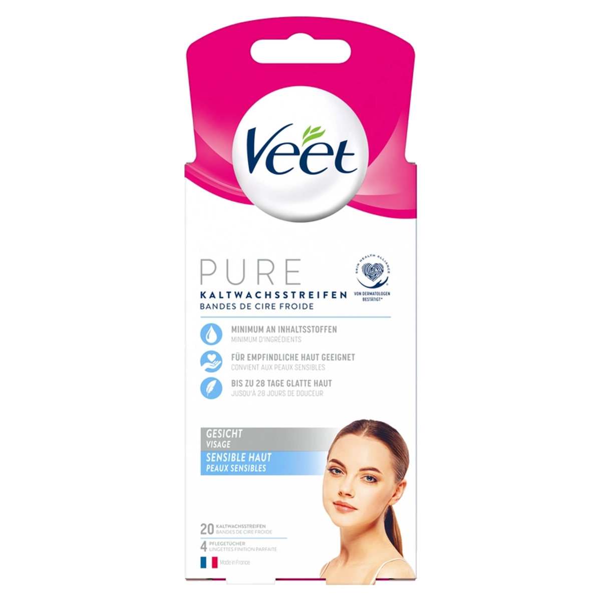 Veet Kaltwachsstreifen Gesicht sensible Haut 20 Stück Veet Kaltwachsstreifen Gesicht sensible Haut 20 Stück