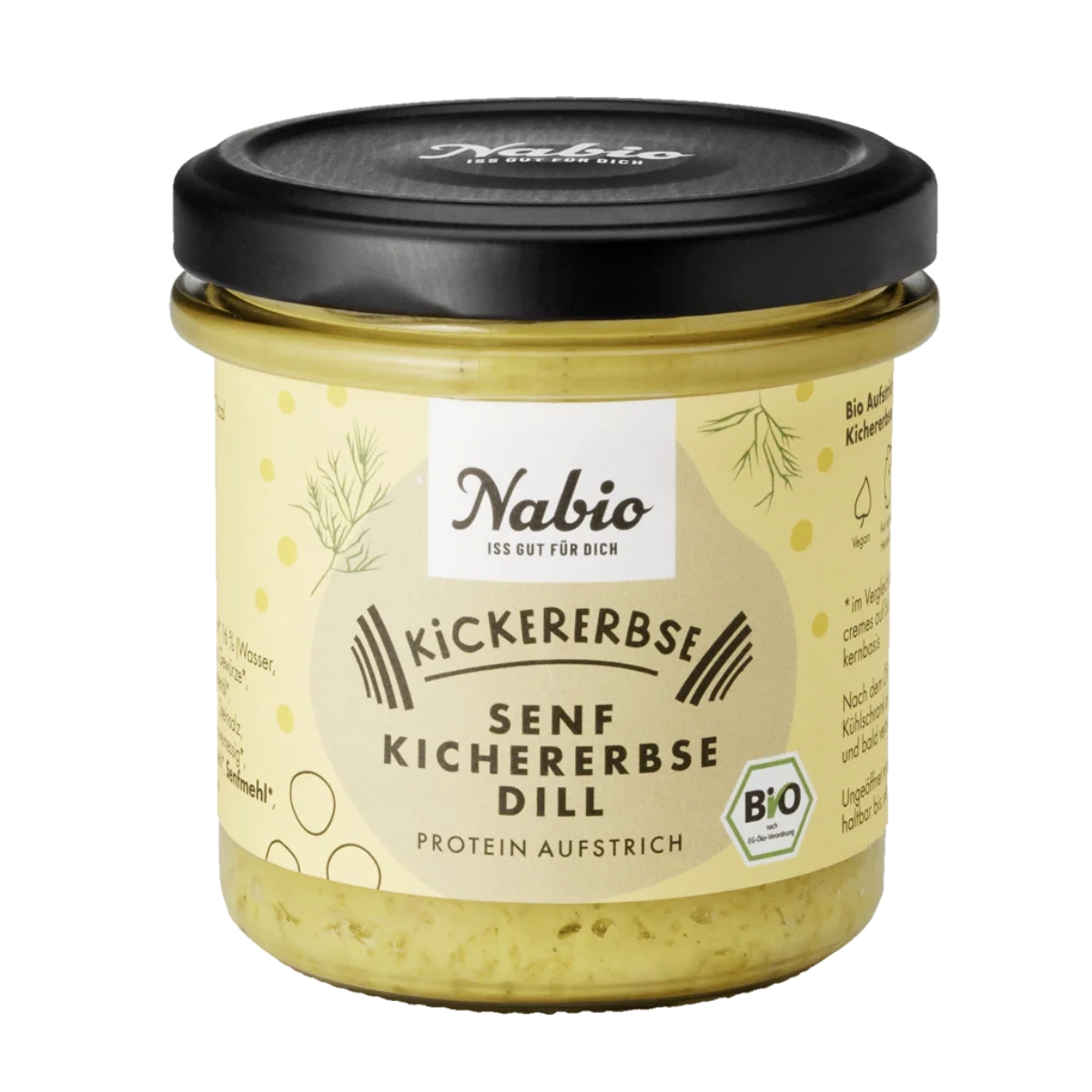 Pâte à tartiner protéinée Nabio pois chiches moutarde aneth 135 g Pâte à tartiner protéinée Nabio pois chiches moutarde aneth 135 g