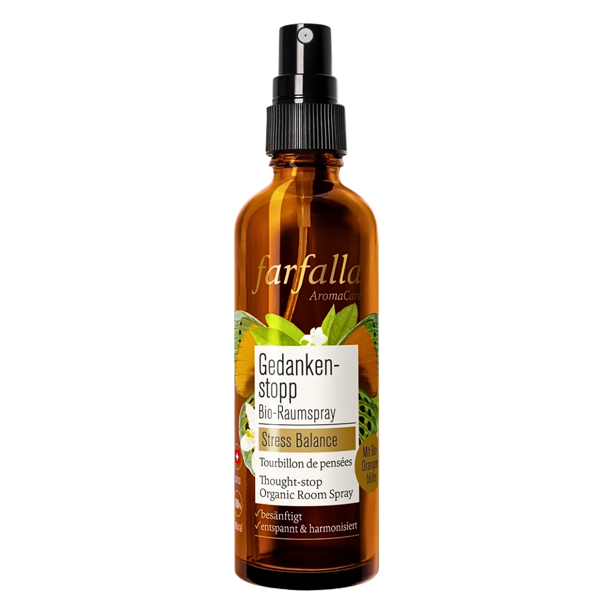 Farfalla, spray d'ambiance bio « Gedankenstopp », 75 ml