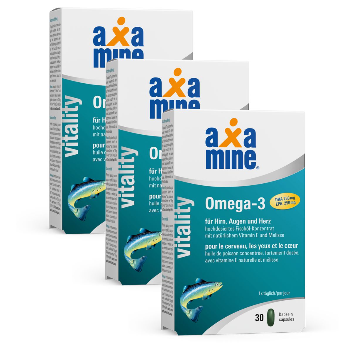Axamine Omega-3 Kapseln 3x 30 Stück Axamine Omega-3 Fischöl DHA&EPA
