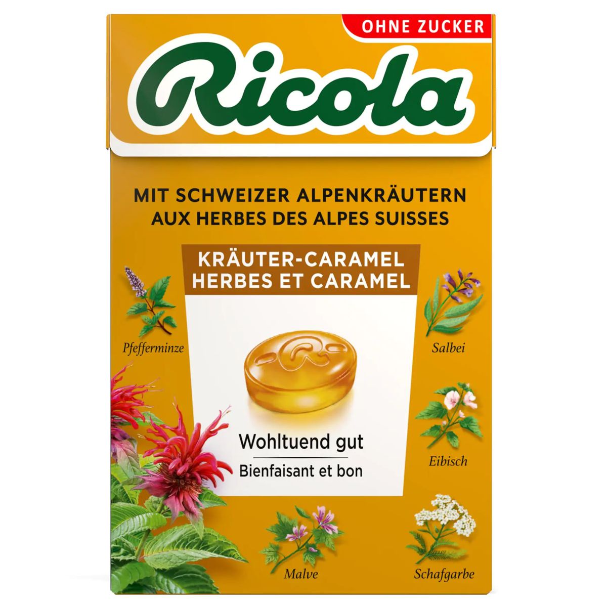 Ricola Kräuter-Caramel Bonbons ohne Zucker Box 50 g Ricola Kräuter-Caramel Bonbons ohne Zucker Box 50 g