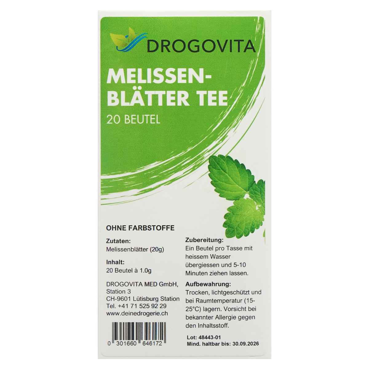 DROGOVITA Melissen Tee Beutel 20 Stück