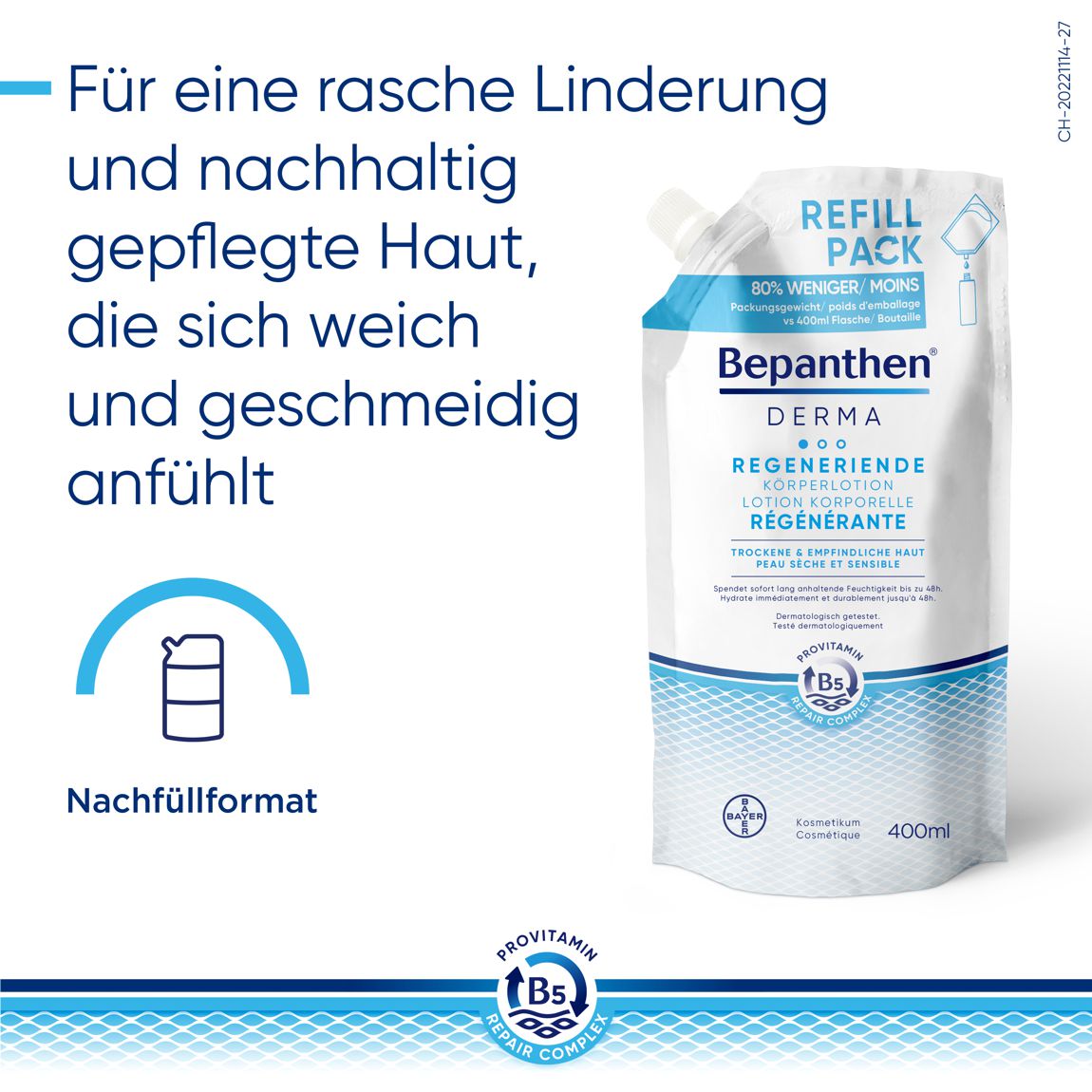 Bepanthen Derma regenerierende Körperlotion Nachfüllbeutel 400 ml Bepanthen Derma regenerierende Körperlotion Nachfüllbeutel 400 ml