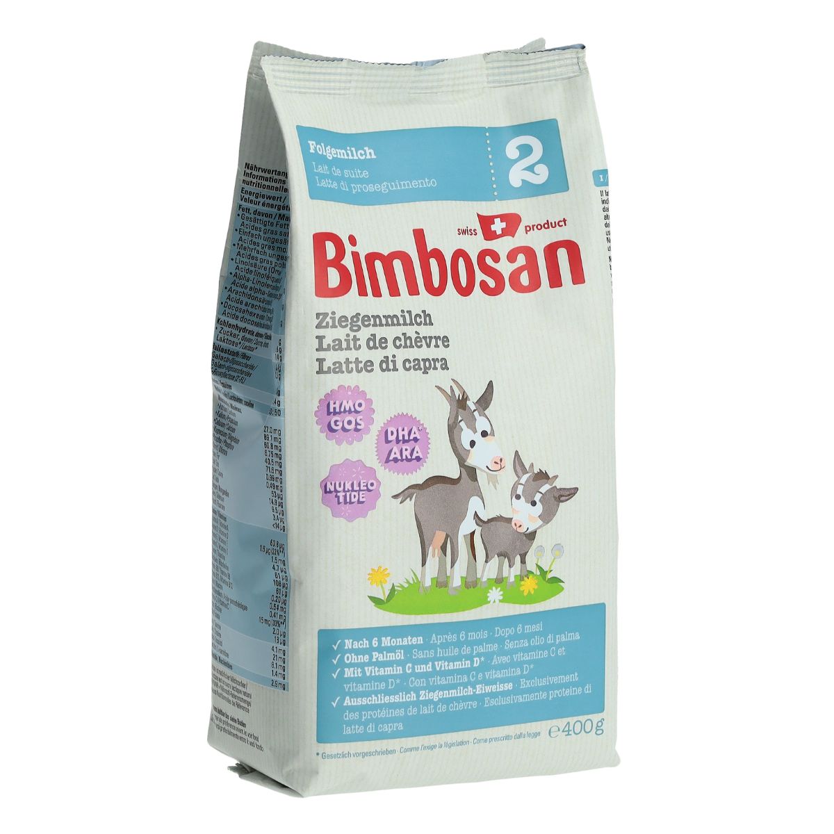 Bimbosan lait de chèvre 2 suite recharge sachet 400 g