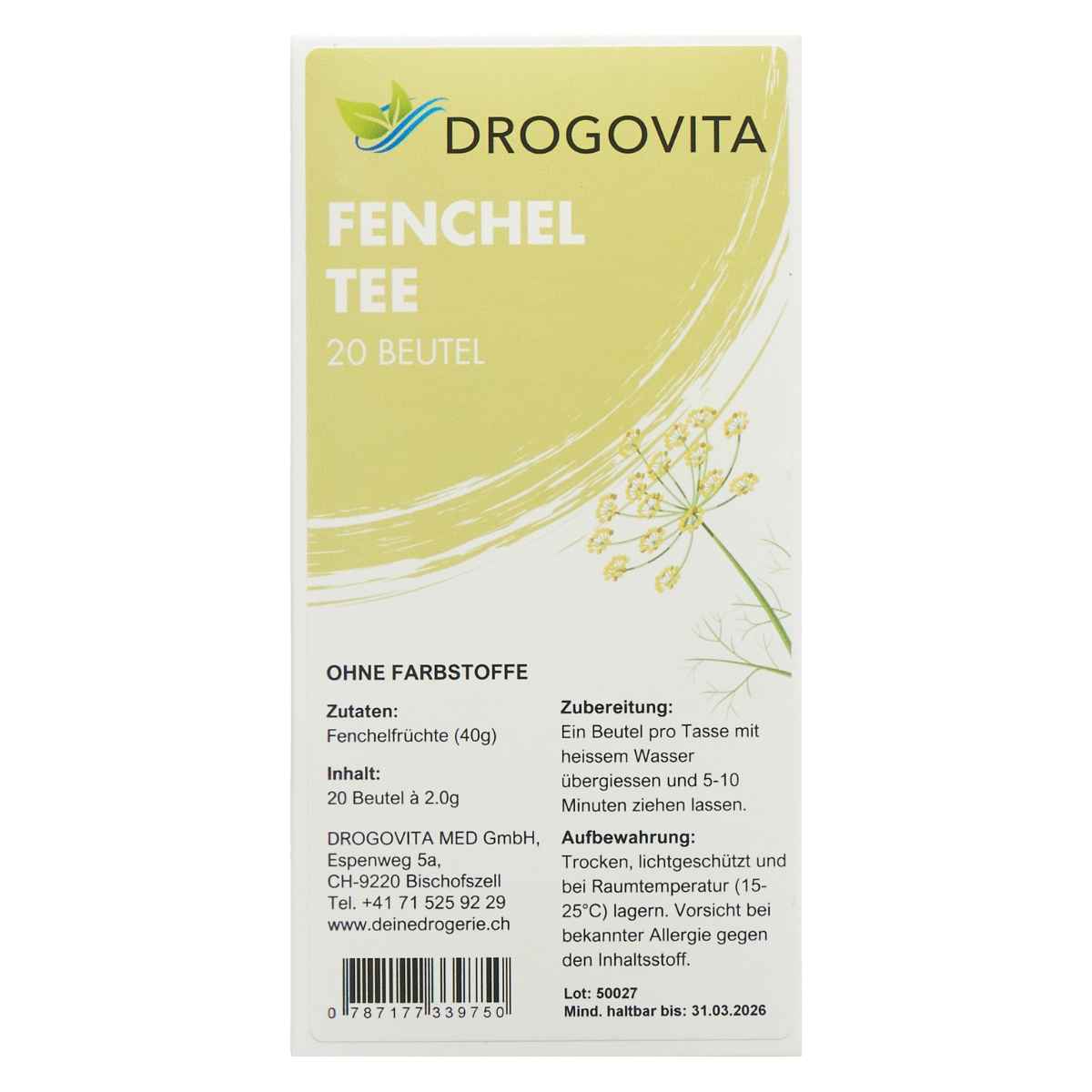 DROGOVITA Fenchel Tee Beutel 20 Stück