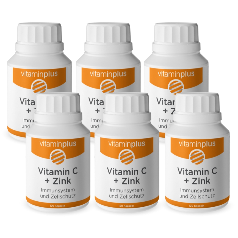 Vitaminplus Vitamin C + Zink Kapseln 6x 120 Stück Vitaminplus Vitamin C + Zink Kapseln 6x 120 Stück