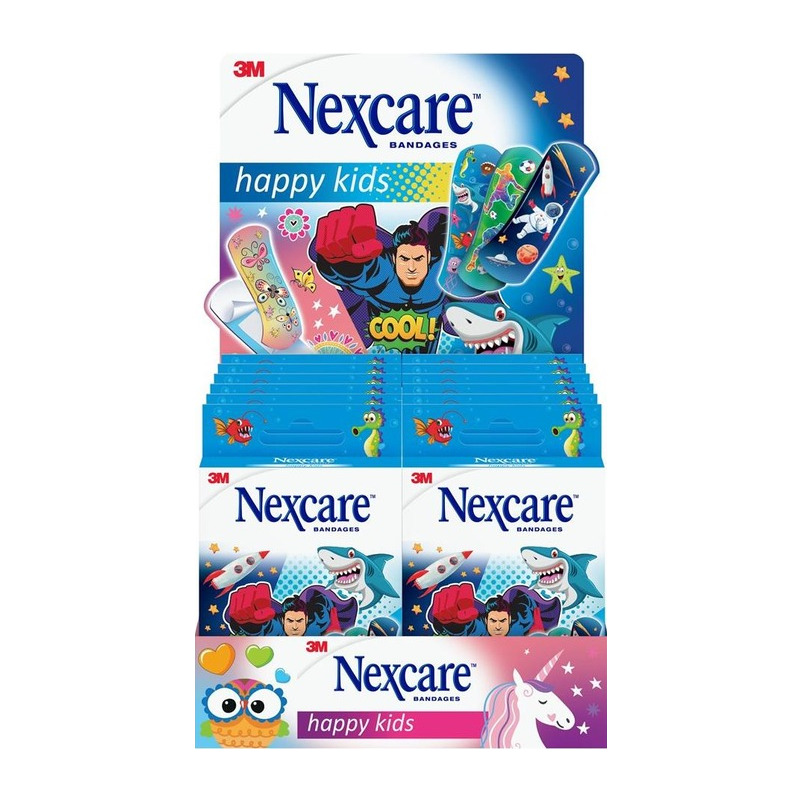 3M NEXCARE Kinderpflaster Happy Kids Cool Display 12 Stück