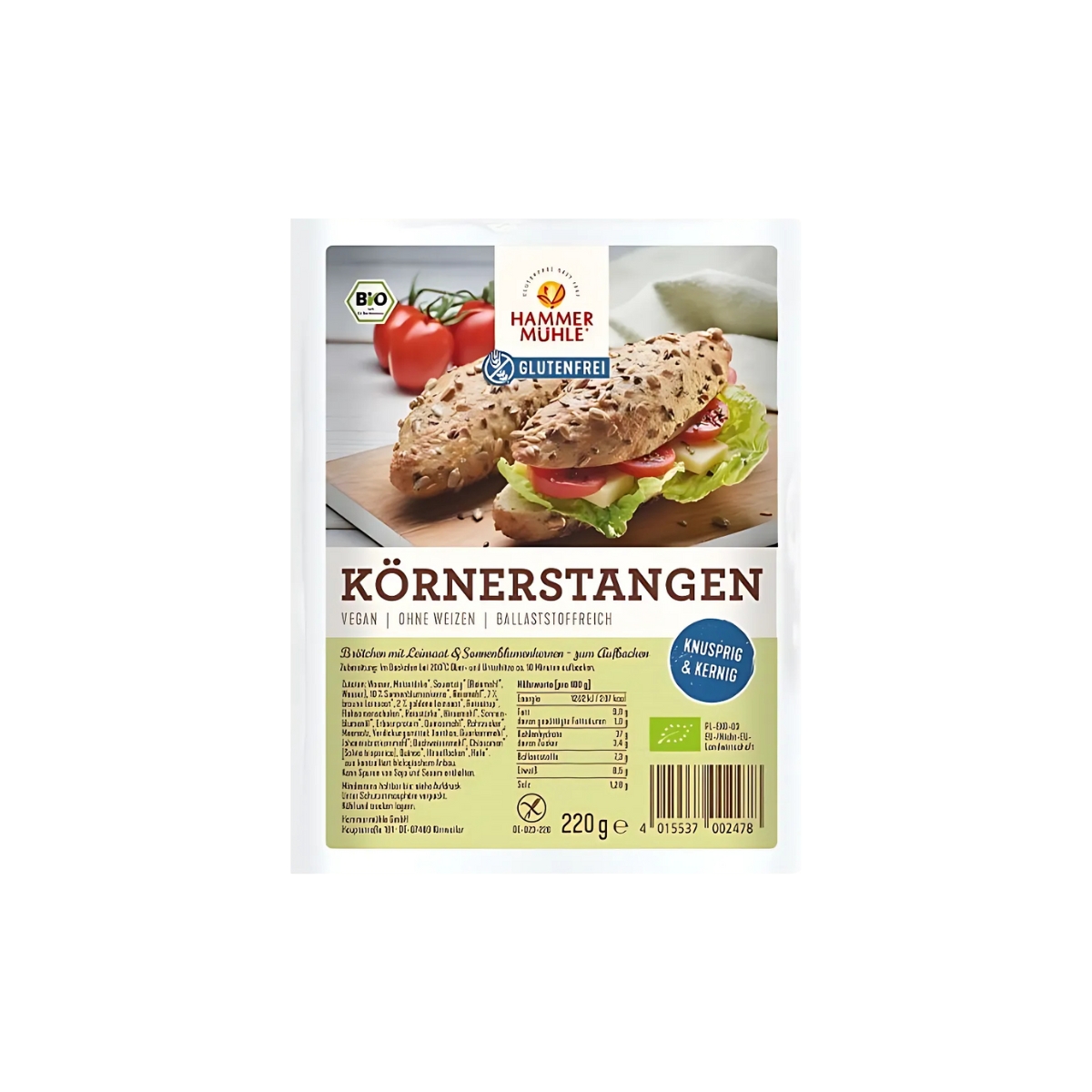 Hammermühle Körnerstangen glutenfrei 2 x 110 g Hammermühle Körnerstangen glutenfrei 2 x 110 g