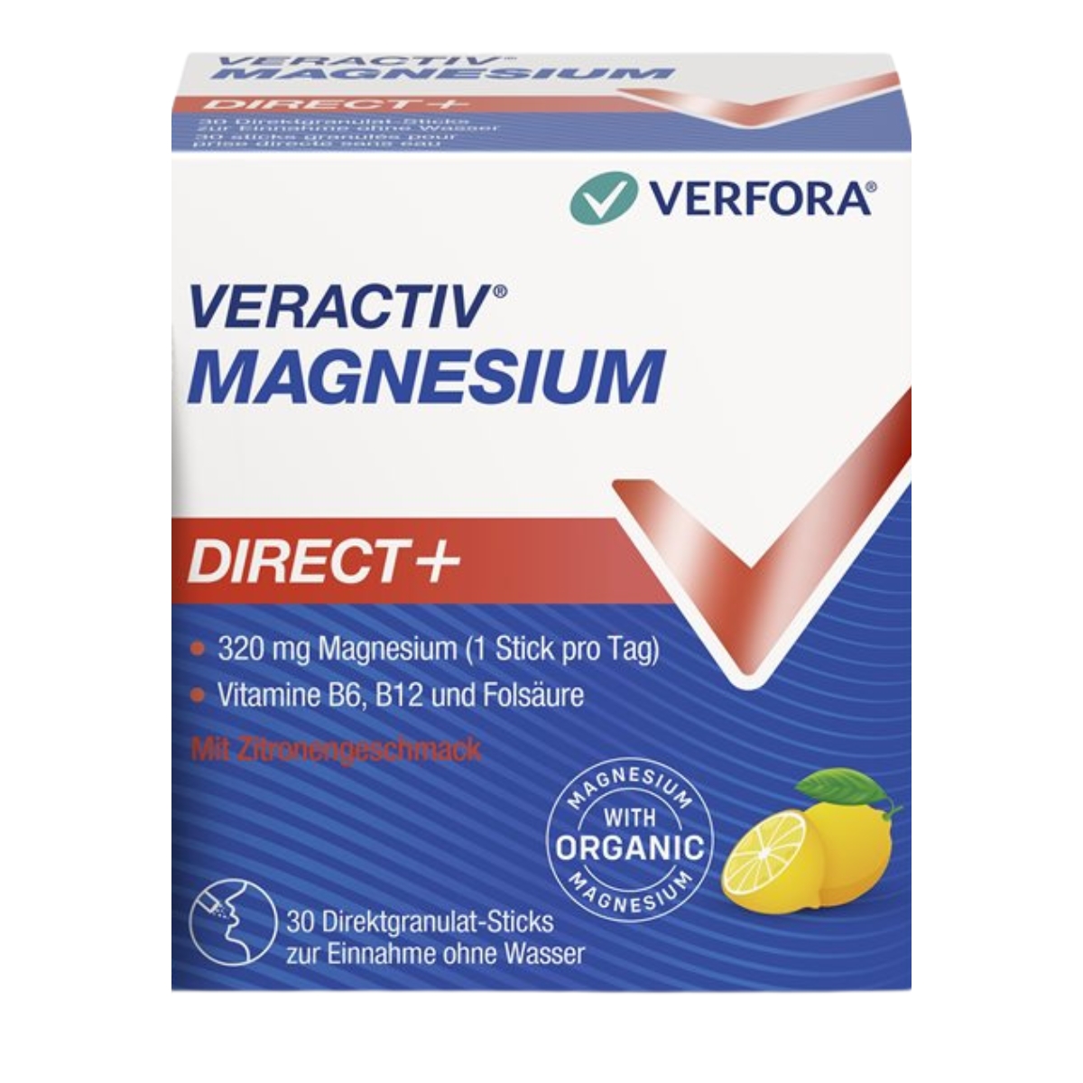 Veractiv Magnesium Direct+ Stick 30 Stück Zitrone