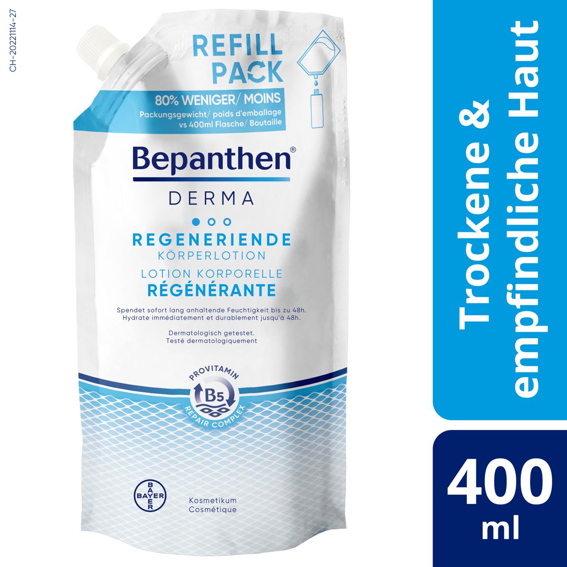 Bepanthen Derma regenerierende Körperlotion Nachfüllbeutel 400 ml Bepanthen Derma regenerierende Körperlotion Nachfüllbeutel 400 ml