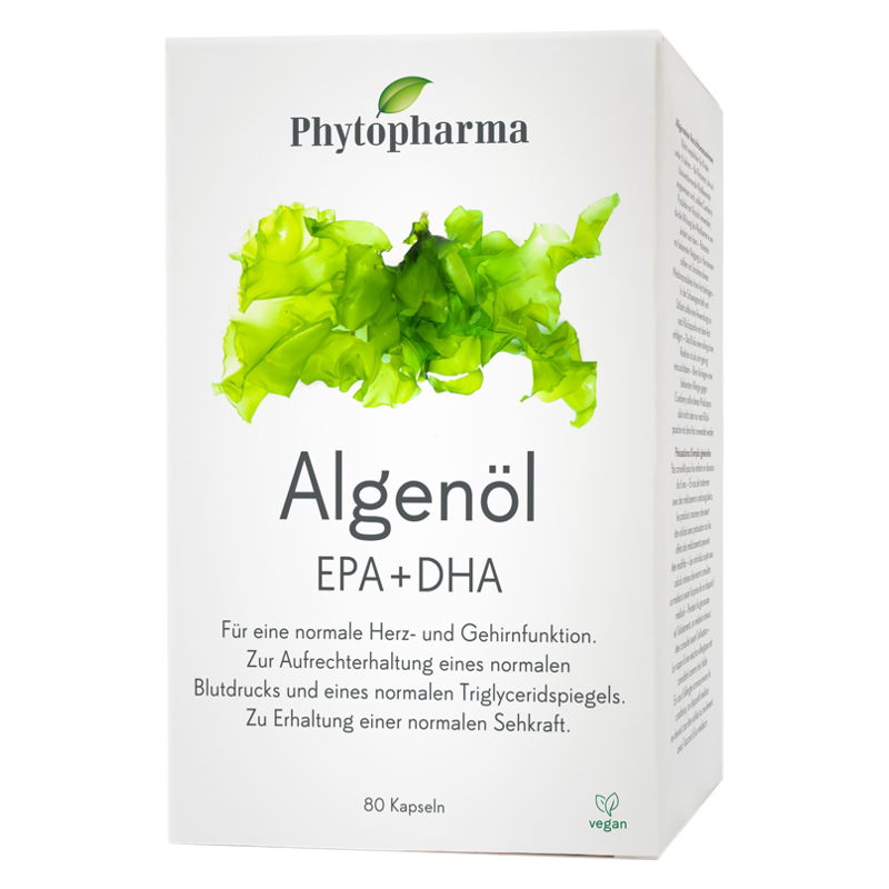Phytopharma Algenöl EPA + DHA Kapseln 80 Stück Phytopharma Algenöl EPA + DHA Kapseln 80 Stück