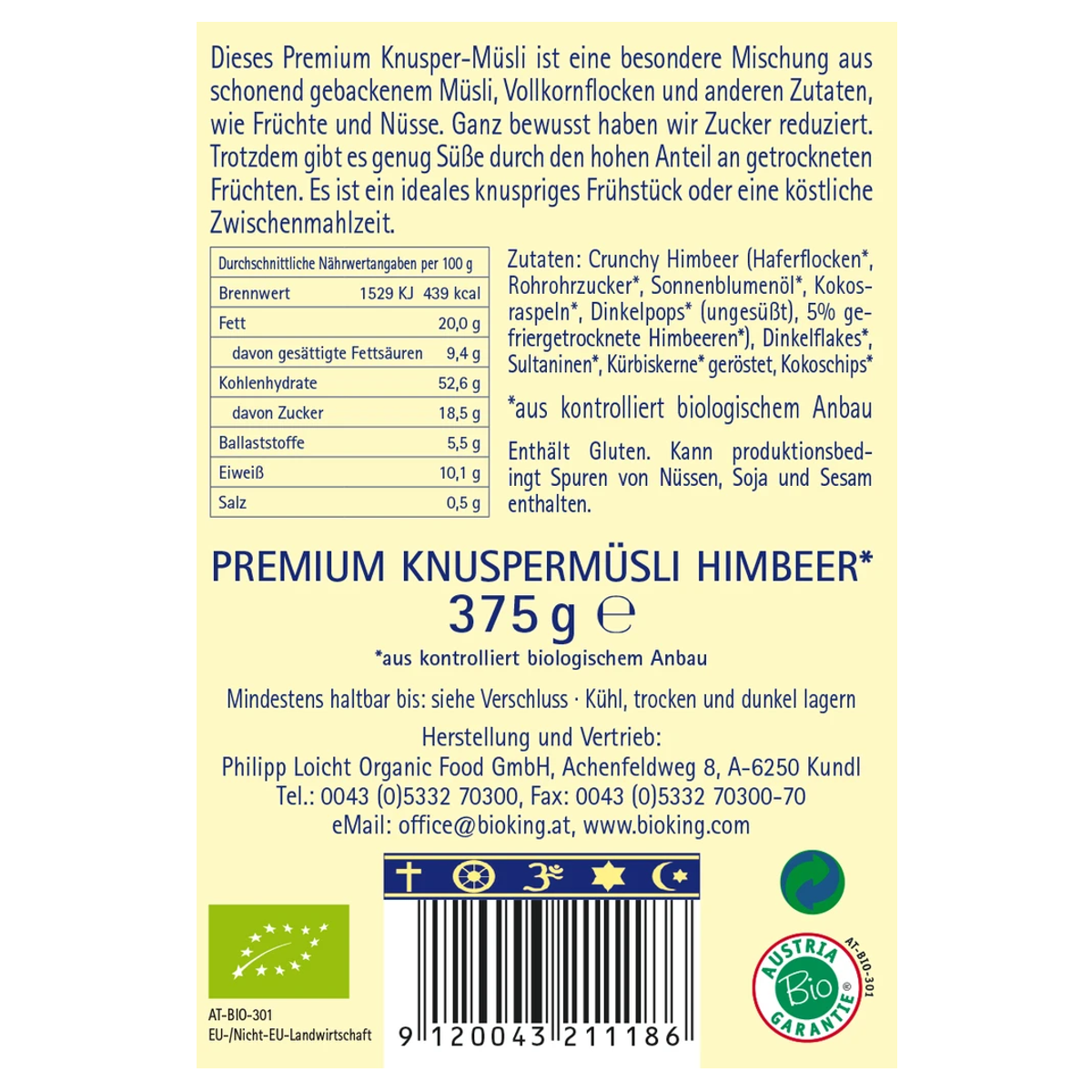 BioKing Premium Knusper-Müsli Himbeer