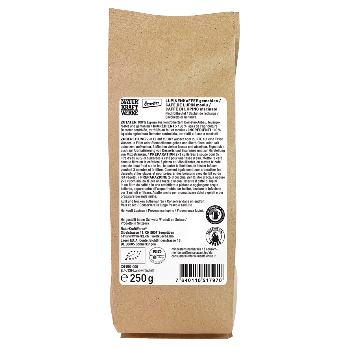 Naturkraftwerke Lupinenkaffee Demeter Beutel 250 g