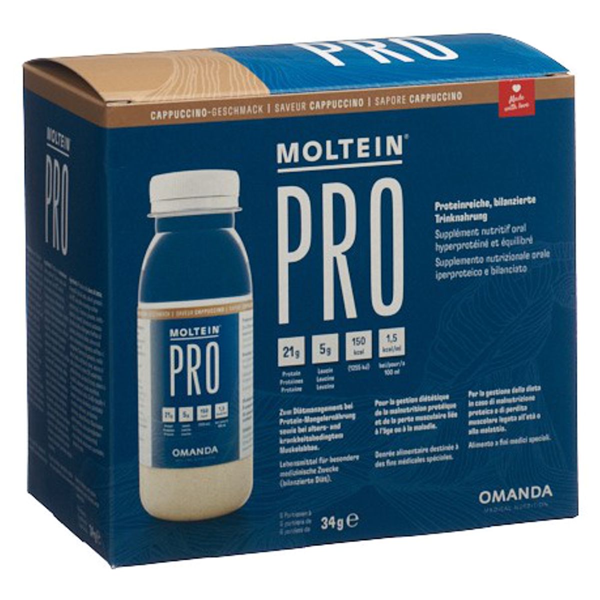 Moltein Pro 1.5 Cappuccino 6 Flaschen 34 g