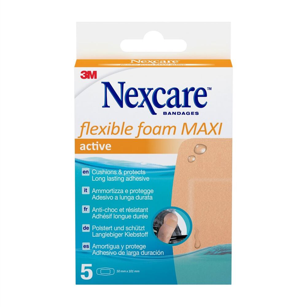 3M NEXCARE Flexible Foam Maxi Activ 50x101mm 5 Stück