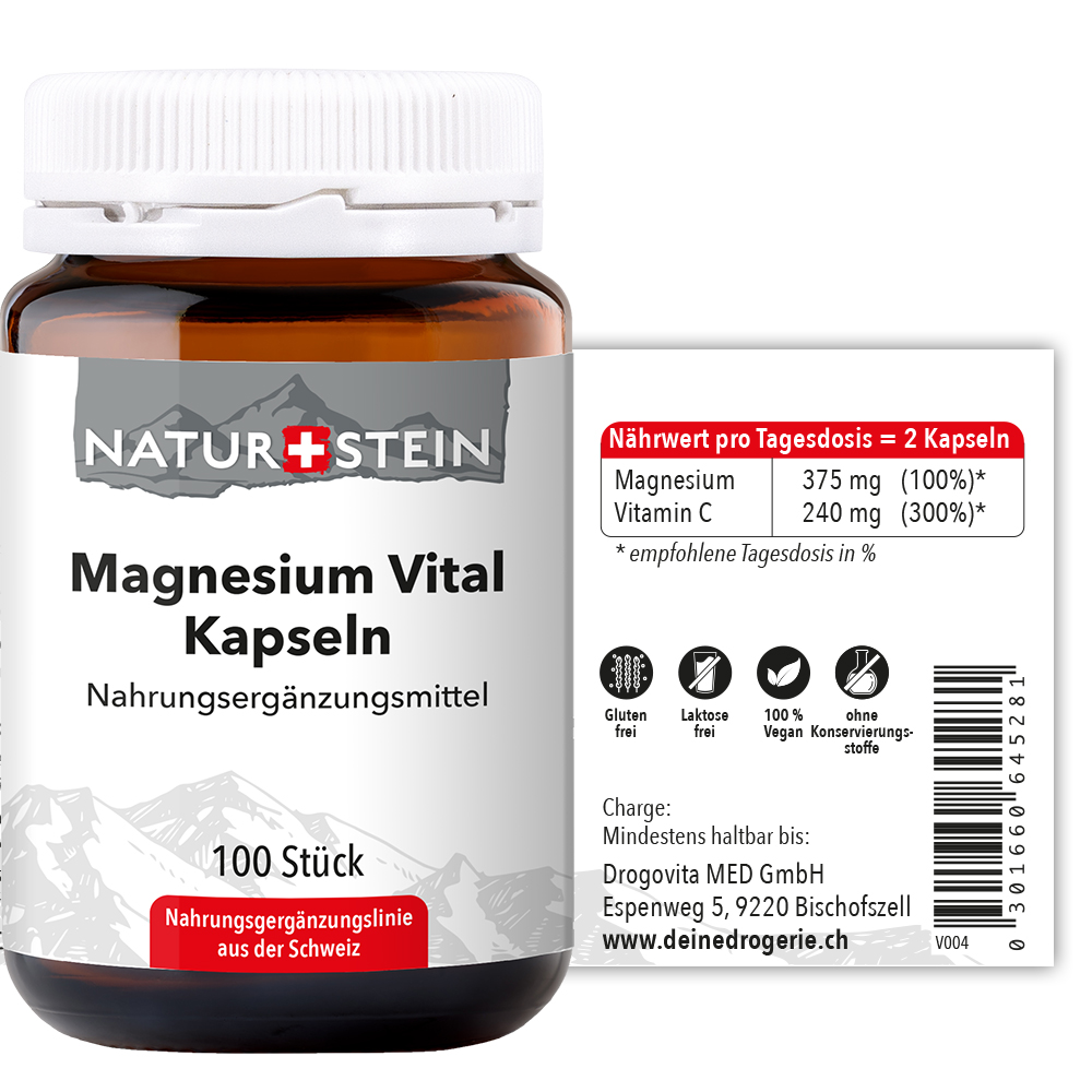 Naturstein Magnesium Vital Kapseln 100 Stück Naturstein Magnesium Vital Kapseln 100 Stück