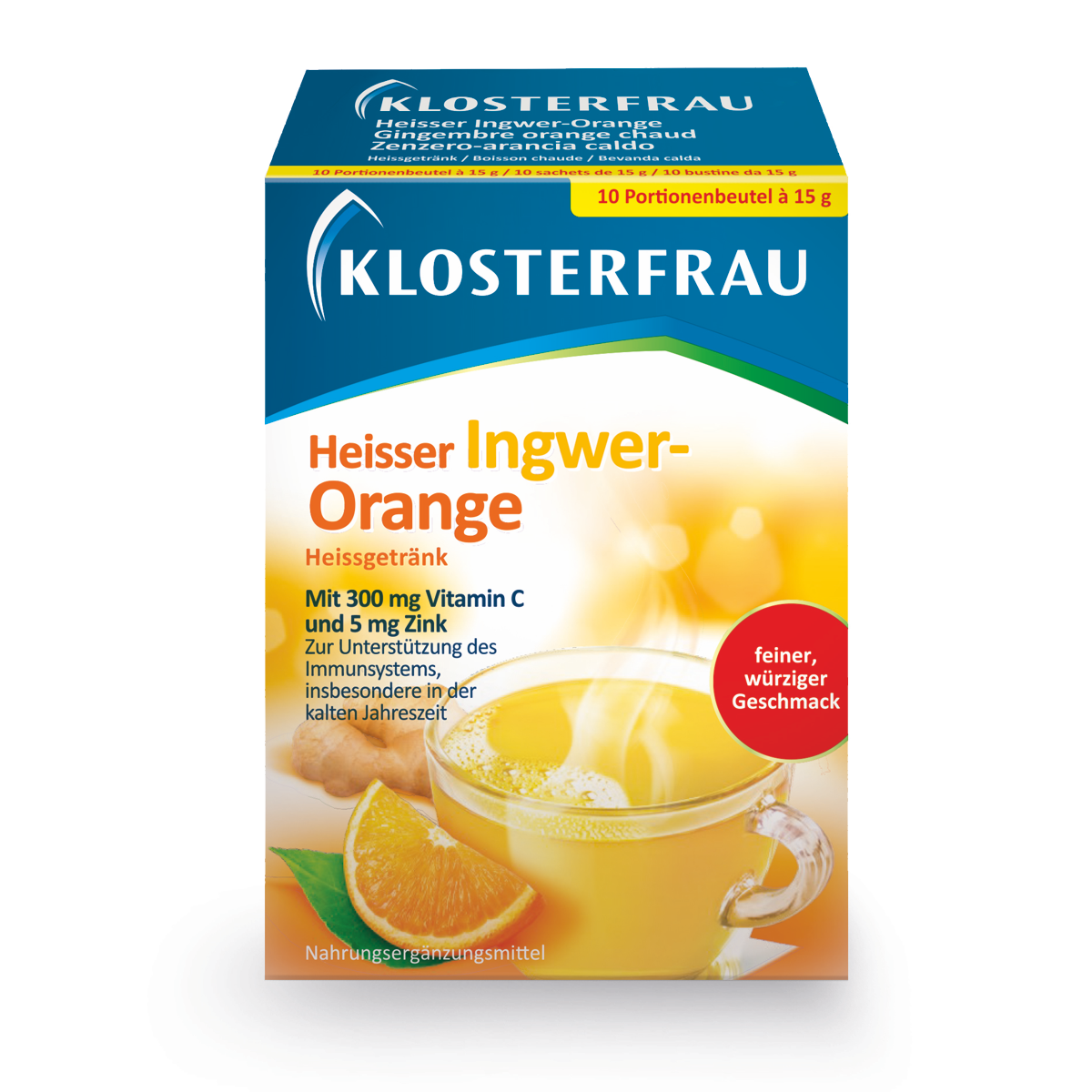 Klosterfrau Heisser Ingwer-Orange Heissgetränk mit 300mg Vitamin C und 5mg Zink