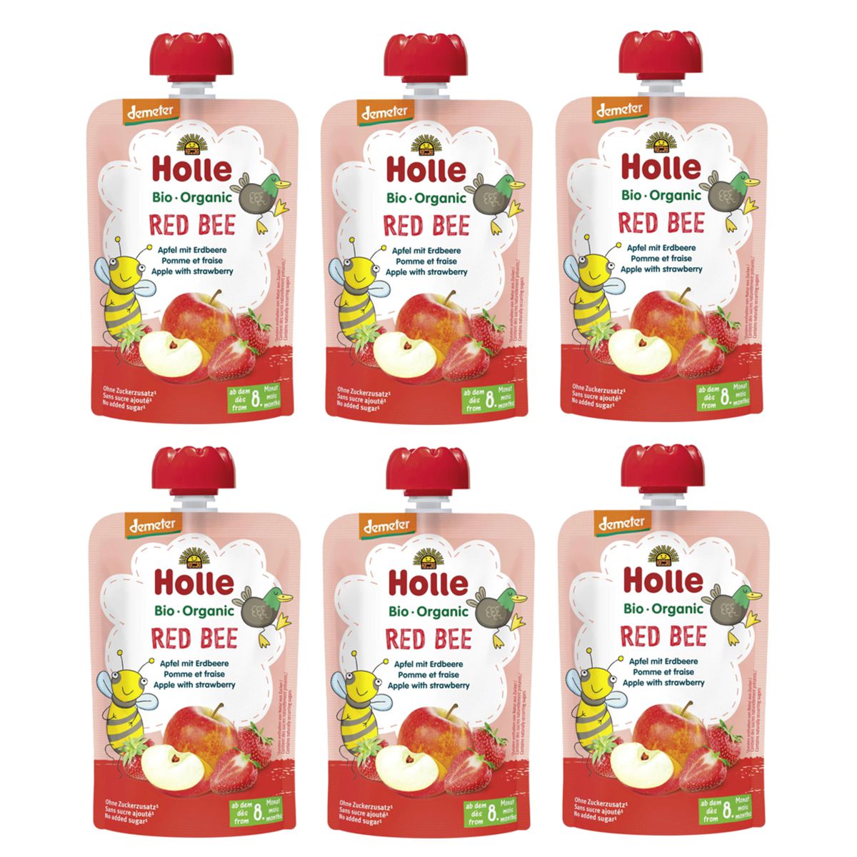 Holle Red Bee Pouchy Apfel Erdbeere 6x 100 g Holle Red Bee Pouchy Apfel Erdbeere 6x 100 g