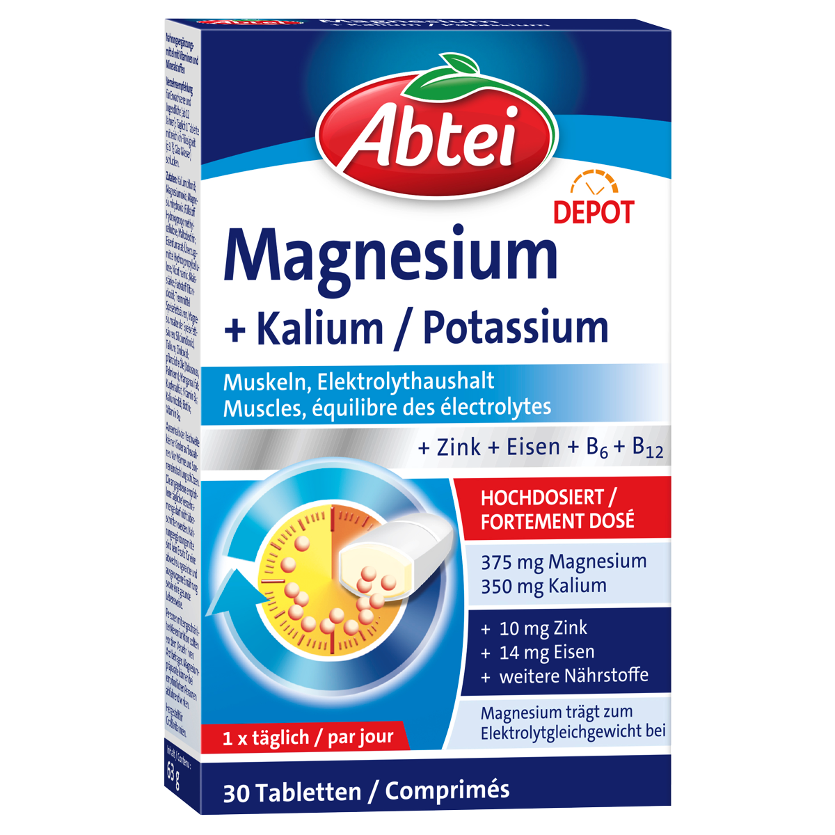Abtei Magnesium + Kalium Depot Tabletten 30 Stück Abtei Magnesium + Kalium Depot Tabletten 30 Stück