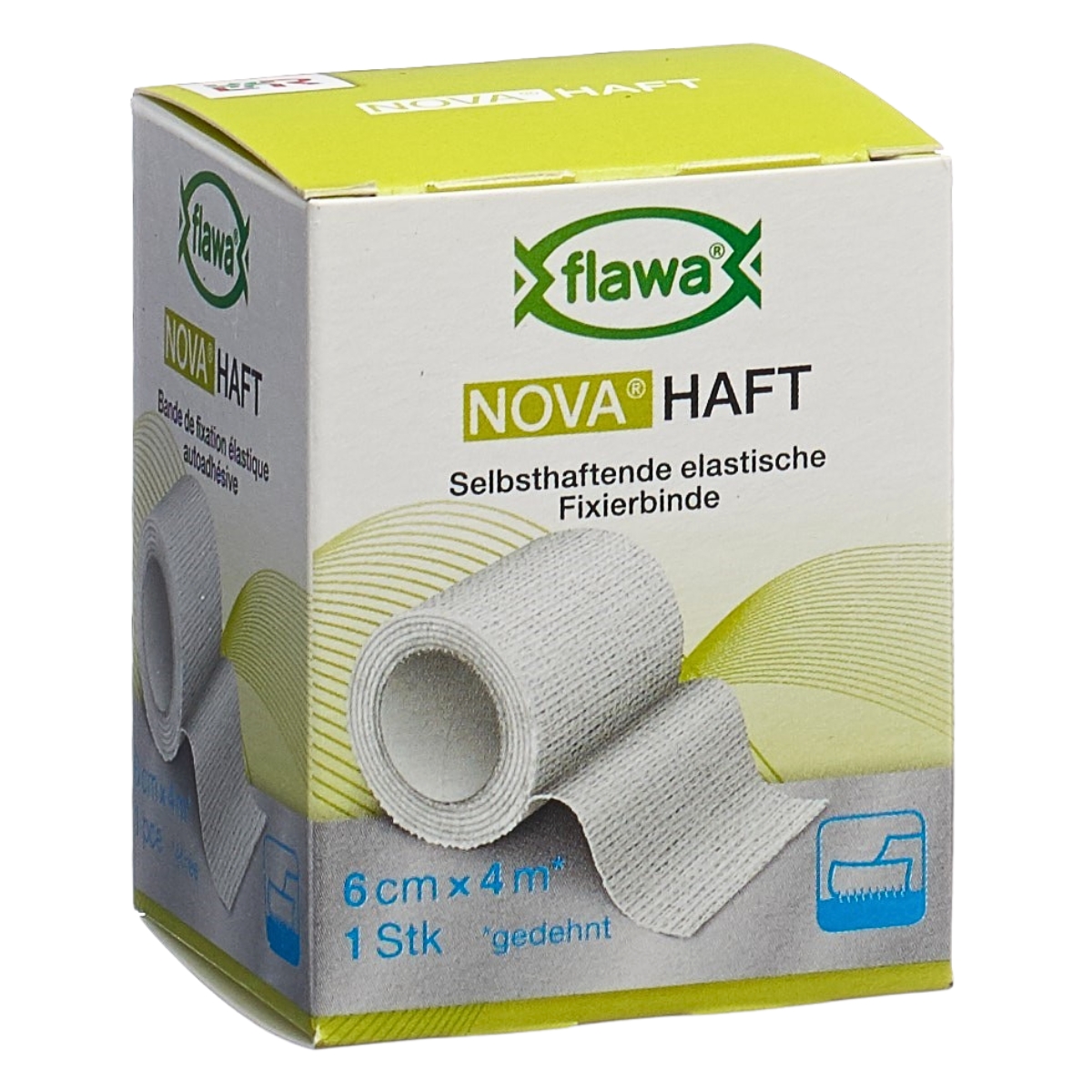 Flawa Nova Haft kohäsive Gazebinde 6 cm x 4 m