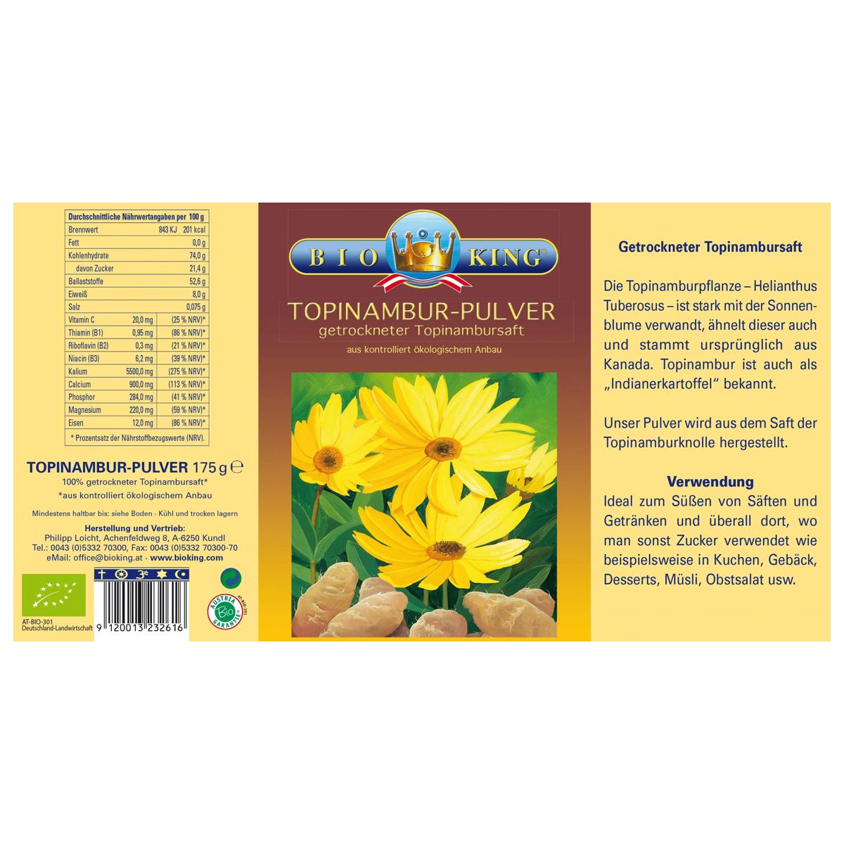 Bioking Topinambur Pulver 175 g Bioking Topinambur Pulver 175 g