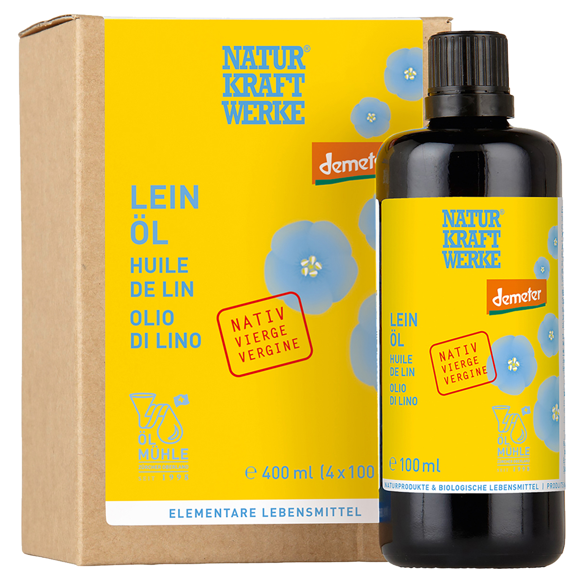 Naturkraftwerke Leinöl nativ Demeter 4 x 100 ml Naturkraftwerke Leinöl nativ Demeter 4 x 100 ml
