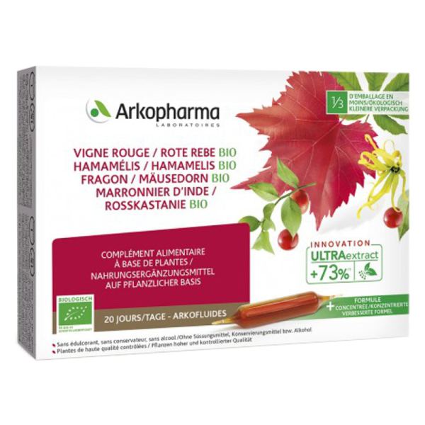 Arkofluide Rote Rebe Hamamelis Mäusedorn Rosskastanie Trinkampullen ...